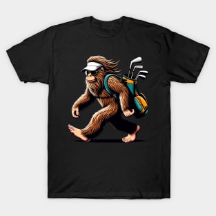 Funny Golf Novelty Sasquatch Bigfoot Golfing T-Shirt